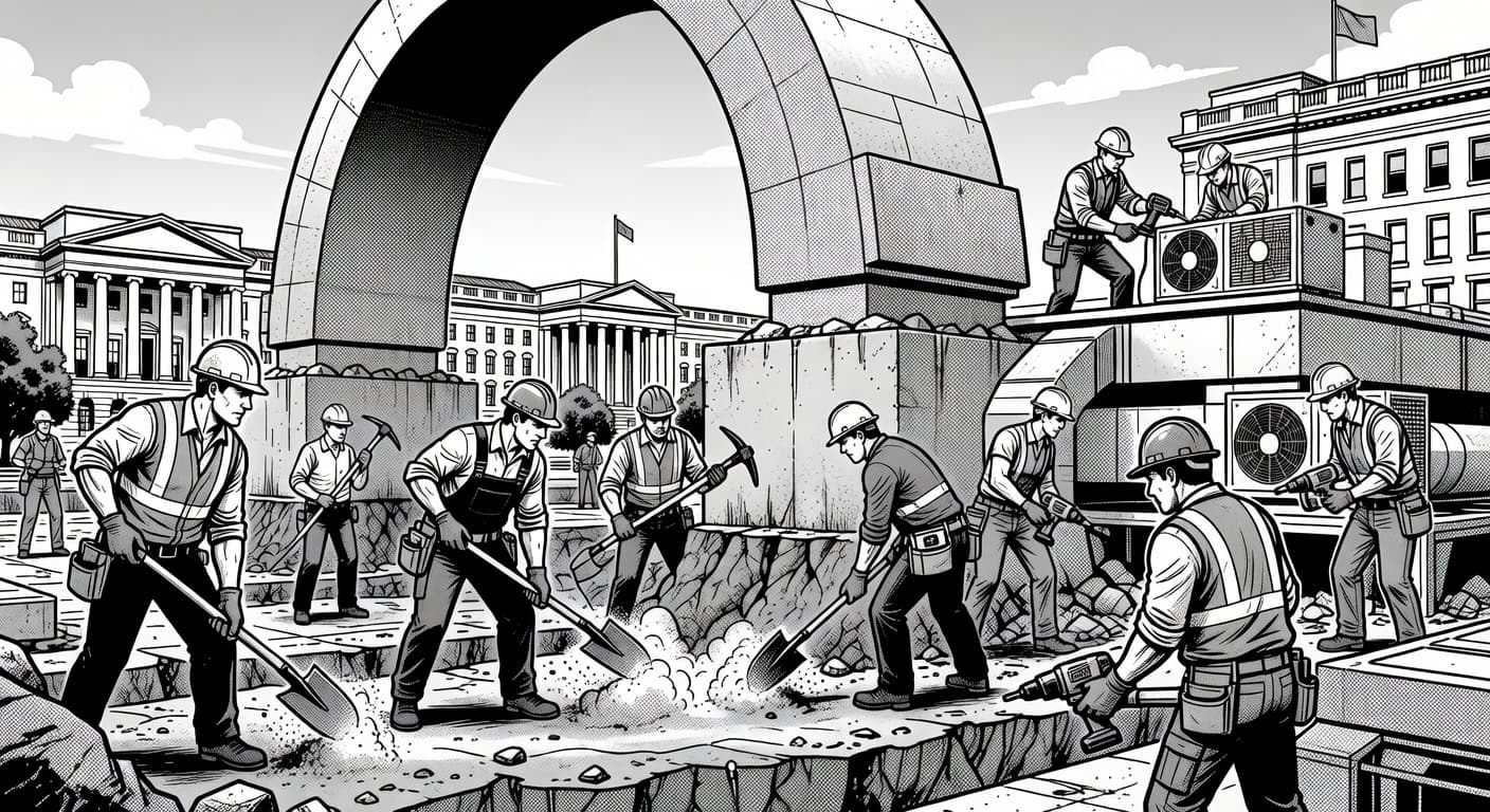 White House Begins Triumphal Arch Excavation During Routine HVAC Repairs